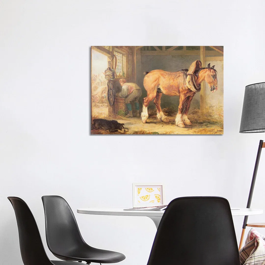 A Groom with Carthorse in a Stable by James Ward - Wrapped Canvas Painting