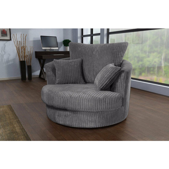 Logan Swivel Chair/Armchair Fabric Jumbo Cord Grey - Grey