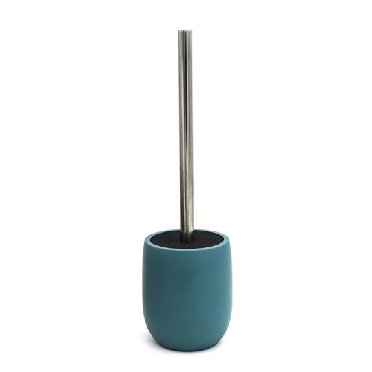 Lina toilet brush, petrol blue, handle color: chrome, polyresin / stainless steel