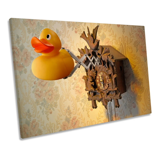 Rubber Duck Cuckoo Clock CANVAS WALL ART Picture Print