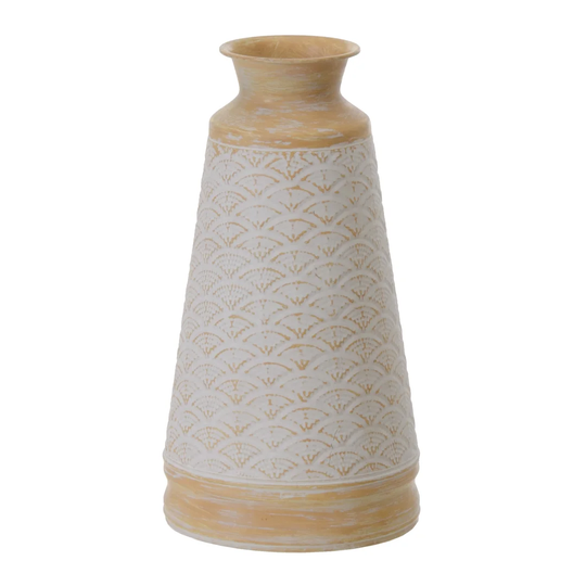 Bluff Trail White-Natural Metal Floor Vase