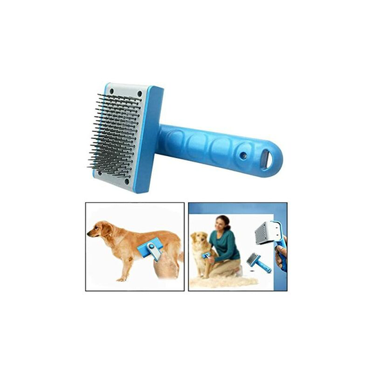 Dog Grooming Brush, Dog Dehumidifying Tool Cat-Needle with Rounded Points to Remove Coils and Fur in Bulk, Blue - Litzee