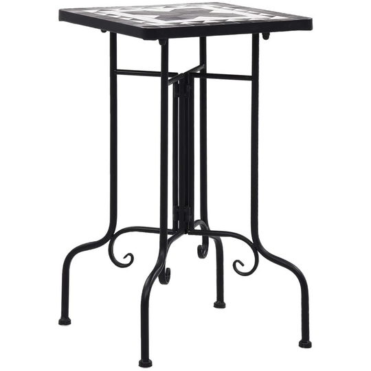 Mosaic Side Table Black and White Ceramic