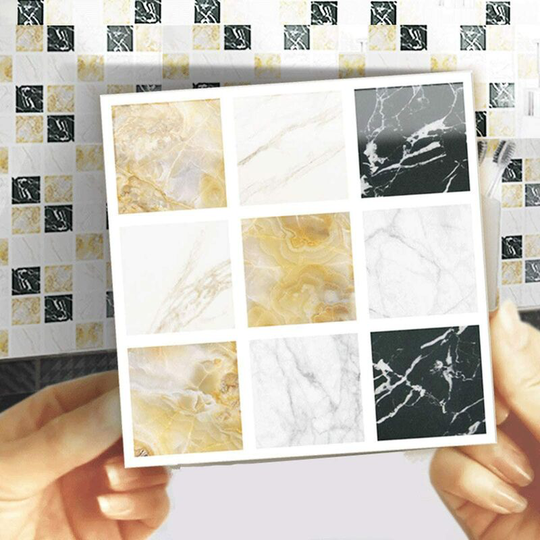 40pcs Wall Tile Stickers, 10x10cm Waterproof Self Adhesive Sticker, for Home Decoration (Set2)