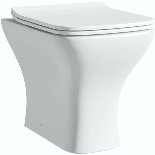 Derwent square compact back to wall toilet with soft close slim toilet seat - White - Orchard
