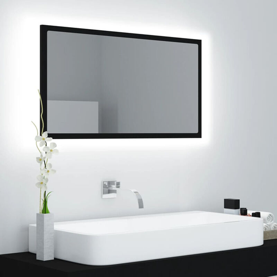 Led Bathroom Mirror Black 80x8.5x37 cm Chipboard