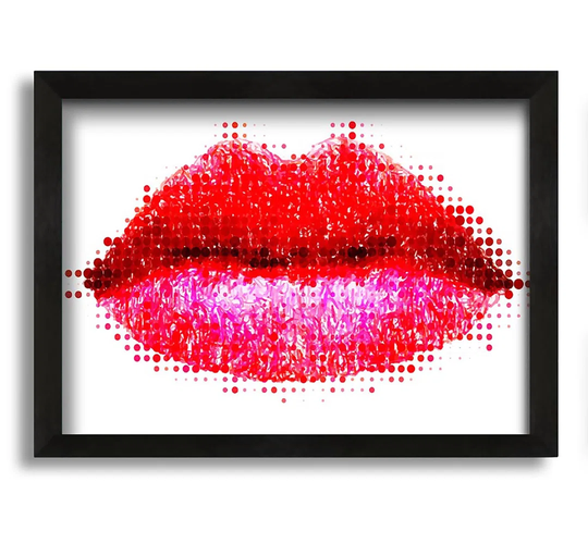 Dot to Dot Lips - Picture Frame Graphic Art on Canvas