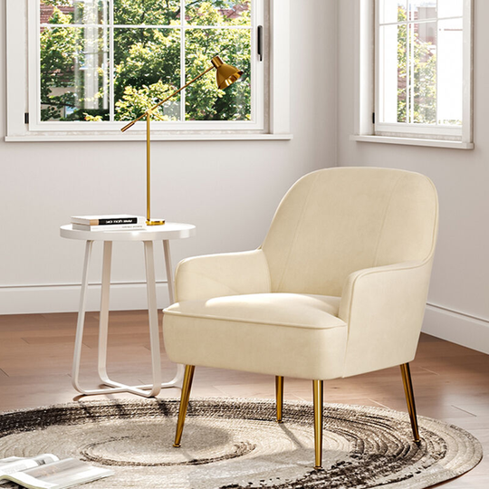 Leisure Velvet Armchair, Beige - Livingandhome