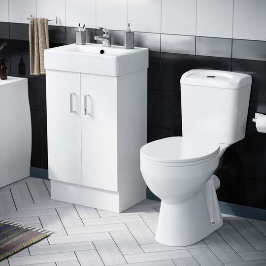 Neshome - Nanuya 450 Flat Pack Vanity & wc Toilet Pan and Soft Close Seat Bathroom Suite