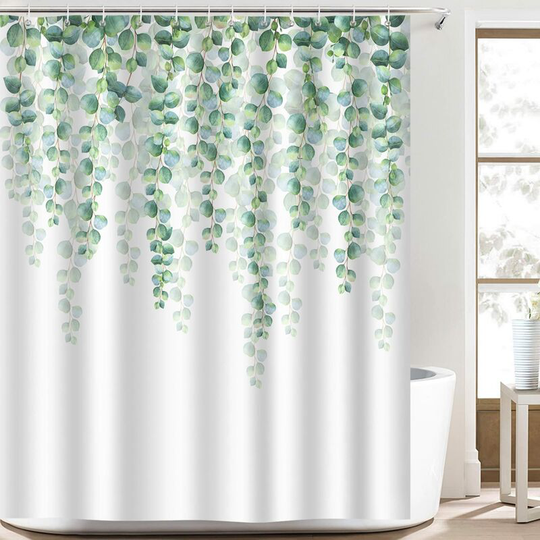 Gift - Shower Curtain Eucalyptus Leaves Green Plant 180 x 180 cm Shower Curtain Polyester Fabric Mildew Proof Waterproof Bathroom Curtain with Hook