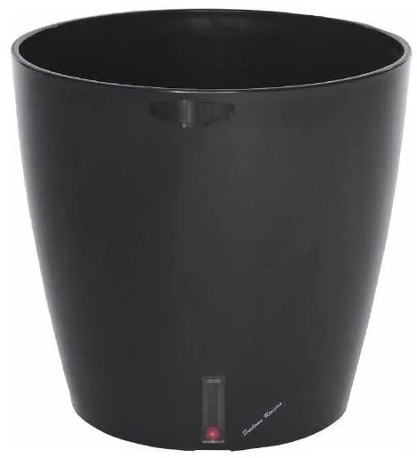 Round Plastic Pot With Water Reserve 30 Cm Eva Black