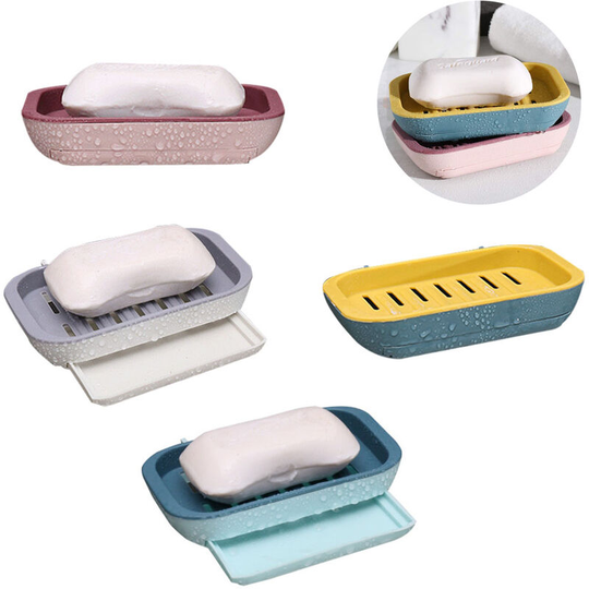 4 Pcs Plastic Waterproof Soap Case Holder Soap Dishes, Self Draining Soap Saver Portable Soap Box Tray for Bathroom