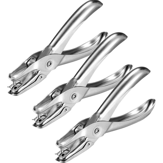 3pcs Metal Hole Punchers Single Hole Punch Paper Ticket Puncher Suitable for School Home and Office 6M