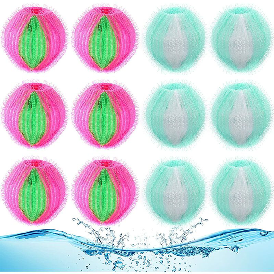 Pet hair remover for laundry, 12 reusable balls for removing lint or washing machine, washing balls for removing pet hair (6 red + 6 blue)