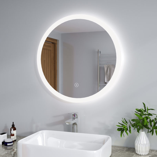 Elegant - 700 x 700 mm Modern Round Illuminated led Bathroom Mirror Touch Sensor + Demister