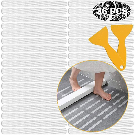 36pcs Non-Slip Strip Stickers, Anti Slip Grip Stickers Non Slip Strips Pad Bathtub Flooring Safety Tape Mat for Bath Shower (20mm * 200mm) - Litzee