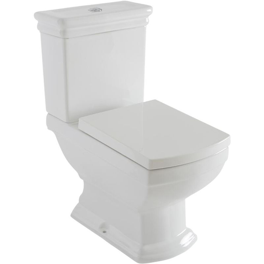 Milano - Sandringham - Traditional Square White Ceramic Close Coupled wc Toilet with Cistern and Soft Close Seat