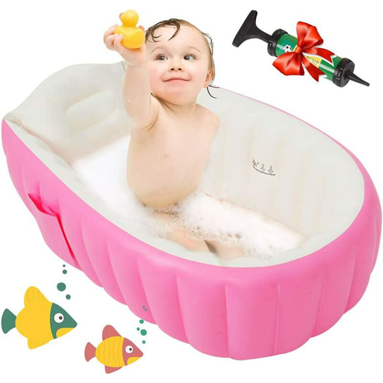 Betterlifegb - bette Non-slip and foldable inflatable bathtub for babies from 0 to 3 years old + pink air pump