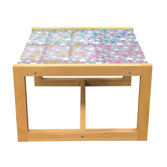 Colorful Coffee Table, Star Shapes In Colorful Design Sky Night Cosmos Celebration Theme, Acrylic Glass Center Table With Wooden Frame For Offices Dor