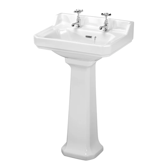 Vitreous China Rectangular 560mm Full Pedestal Basin