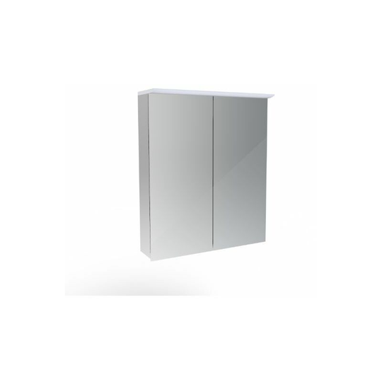 Glacier 2 Door Mirror Cabinet With Light And Shaver Socket - 600mm Wide - GL060EC - Aluminium - Saneux