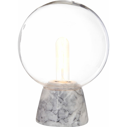 Bathroom Light Bulb Round Shape Practical Glass Lampshade Glass Bell Jar With Copper Bulb Durable Glass Lamp Base Marble 20 x 20 x 28 - Premier