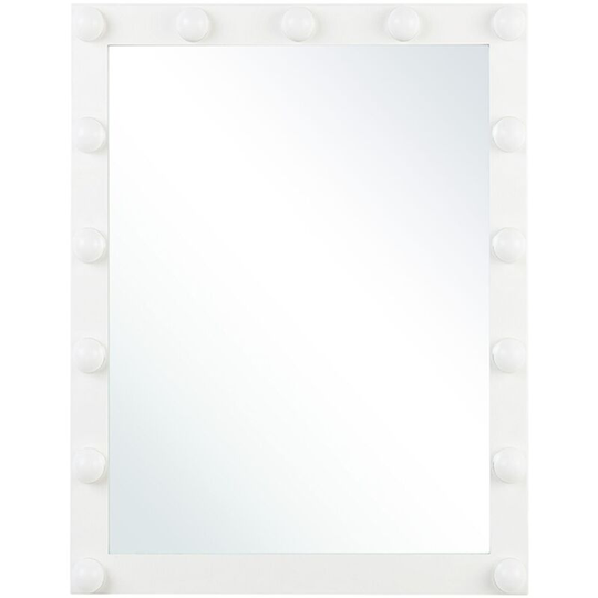 Beliani - Glam Rectangular Wall Vanity Mirror White Frame led Light Bulbs Odenas - White