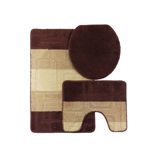 Emma Barclay Cube Bath Mat, Pedestal Mat & Toilet Seat Set, Chocolate