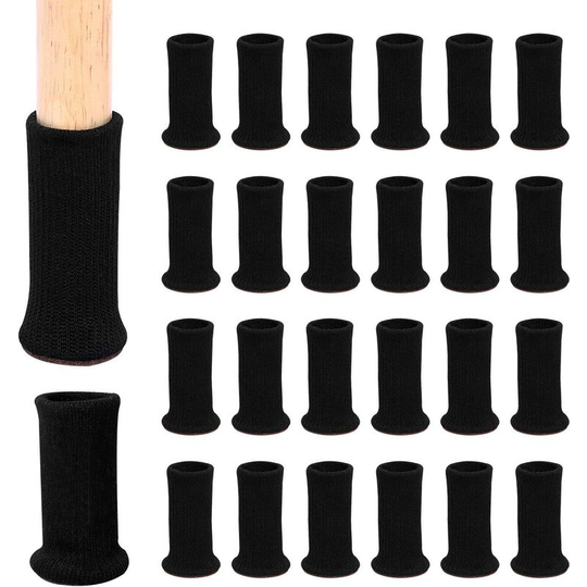 Sunflowergb - 24pcs of Chair Sock for Chair Legs, Furniture Legs, Non-Slip Pads for Fits 1'-2' Diameter Chair Legs (Black)