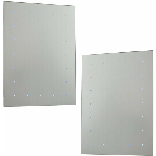2 pack IP44 led Bathroom Mirror 60cm x 45cm Battery Powered Wall Light Switch