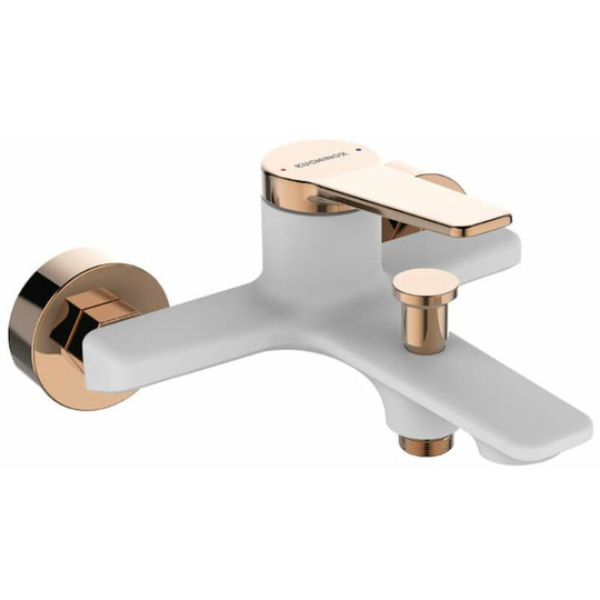 White/Rose Gold Finishing Bath Tap Wall Mounted Bathtub Mixer Single Lever