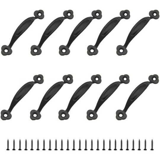 10 Retro Pulls Furniture Handle Door Knob Rustic Center Distance Zinc Alloy For Kitchen Barn Door Garden Shed Wooden Cabinet Drawer(80MM)-Black