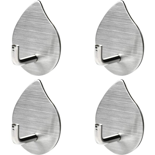 4pcs Adhesive Hooks Rustproof Self Adhesive Wall Hooks Waterproof No Drilling Bathroom Kitchen