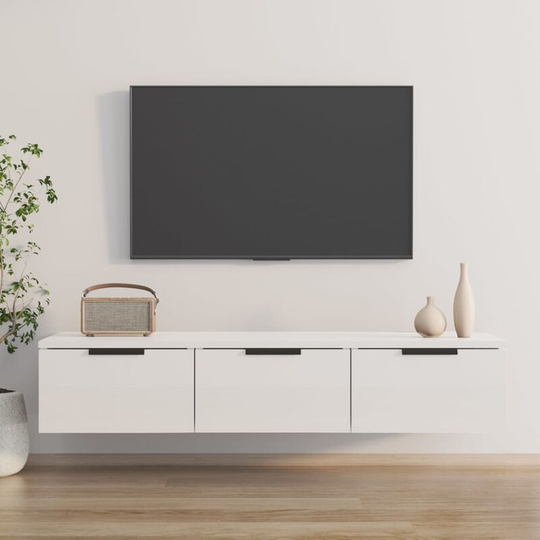 Wall Cabinet High Gloss White 102x30x20 cm Engineered Wood