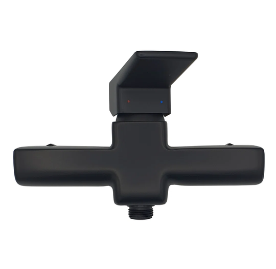 Black Shower Mixer Tap Wall Mounted Rectangle Shaped Single Lever Faucet