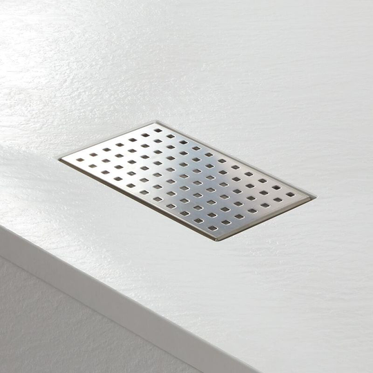 202mm x 124mm Rectangular Shower Tray Waste Drain Cover - Stainless Steel - Milano