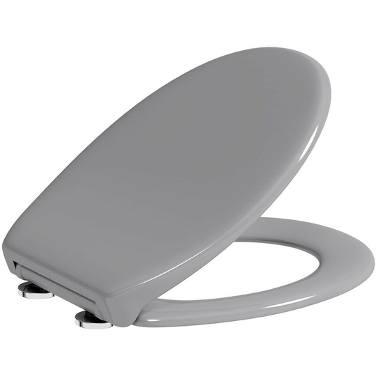 Universal light grey toilet seat with soft close and quick release - Grey - Accents