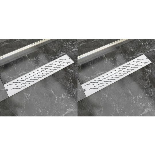 Linear Shower Drain 2 pcs Wave 630x140 mm Stainless Steel