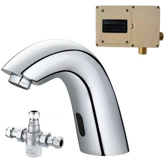 Chrome Basin Sink Mono Mixer Tap Infrared Sensor Activated Automatic TMV3 Valve