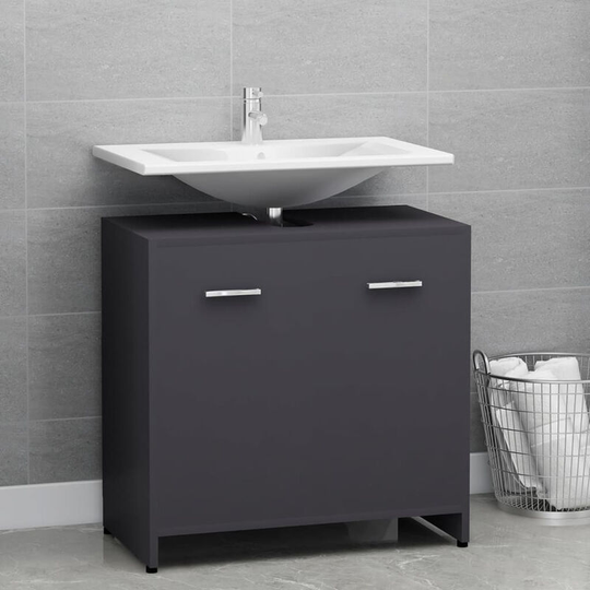 Asupermall - Bathroom Cabinet Grey 60x33x58 cm Chipboard