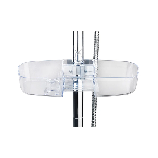 Shower rail caddy Premium, with 3 compartments and hooks