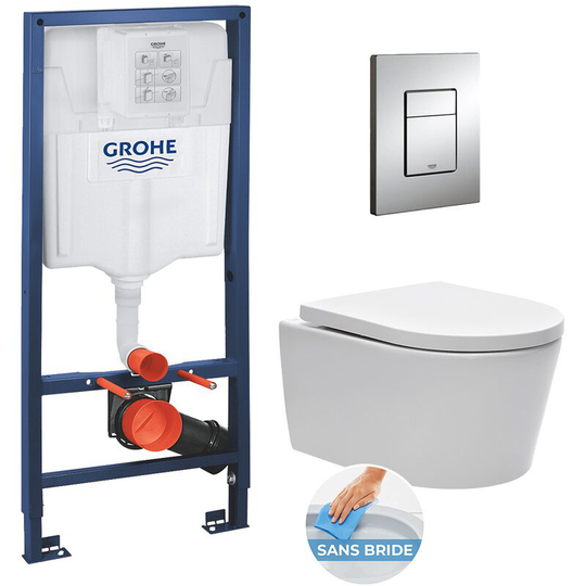 Grohe - Rapid sl toilet set + SATrimless toilet bowl, concealed fixings + Chrome Skate plate (RapidSL-SATrimless)