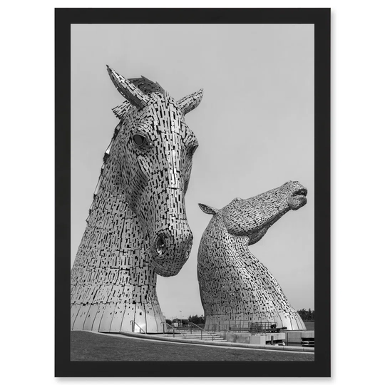 Fines Kelpies Horse Sculptures Falkirk Scotland Artwork Framed A3 Wall Art Print