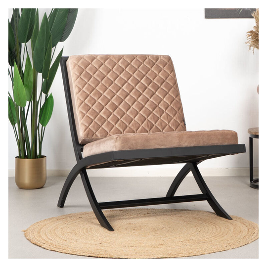 Velvet Armchair Madrid Taupe - Taupe