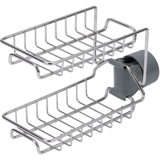 Kitchen Sponge Holder Brush Soap Organizer Double layer Faucet Storage Rack Sink Caddy Sponge Holder Shower Tray Drainer Shelf, Type 2 - Type 2