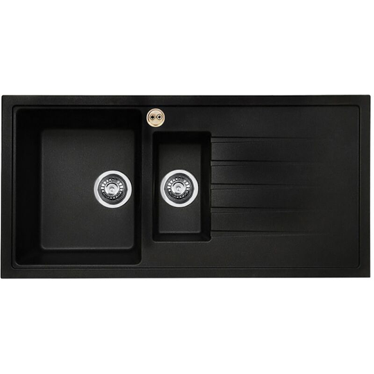 Gallery Quartz Easyfit 1.5 Bowl Kitchen Sink rh Drainer 1000mm l x 500mm w - Black - Bristan