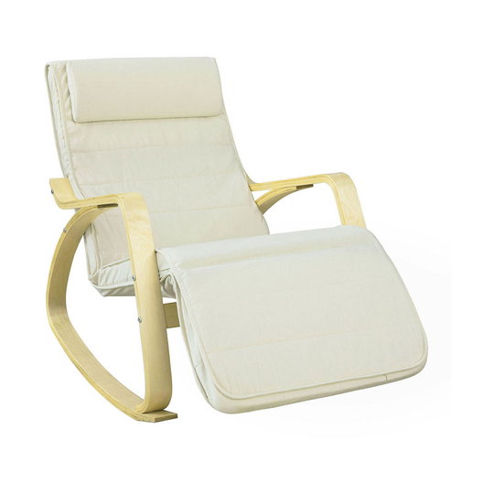 Sobuy - Armchair Rocking Nursing Chair Recliner Adjustable Footrest & Removable Cushion Monther's Choice,FST16-W