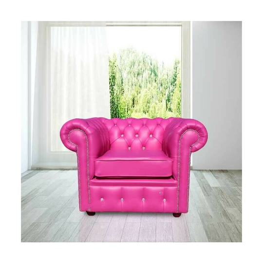 Chesterfield crystallized™ - Elements Low Back ArmChair Vele Pink Leather