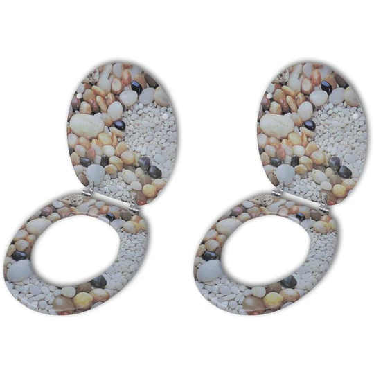 Toilet Seats with Hard Close Lids 2 pcs mdf Pebbles VDTD18807 - Topdeal