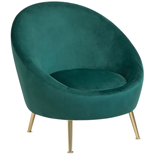 Beliani - Accent Tub Chair Emerald Green Glam Velvet Fabric Upholstery Gold Legs Langa - Green